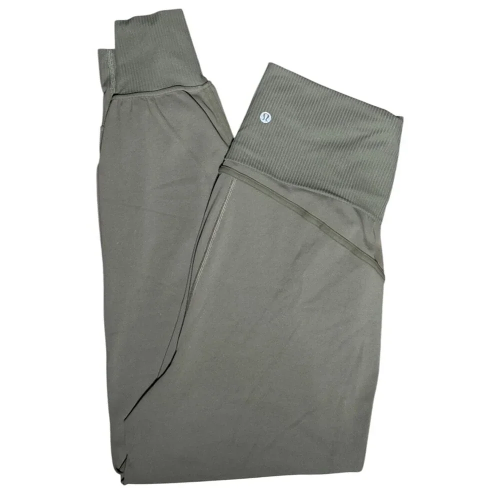 Lululemon 6 Align Super-High-Rise Ribbed-Waist Jogger Green Croos-waist pocket - Picture 5 of 12